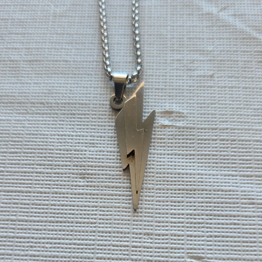 Silver Lightning Bolt Pendant Necklace